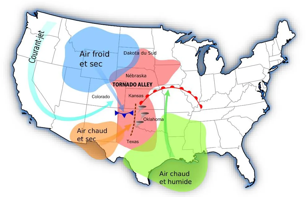 Illustration du projet 2023 - Data/PowerBI - Analyse des tornades aux USA sur les 50 dernières années